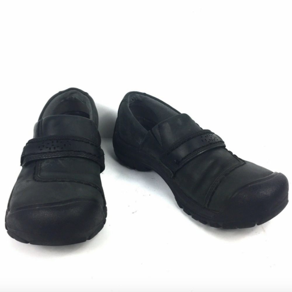 Keen 8.5 Black Leather Kaci Slip On Hiking Shoe